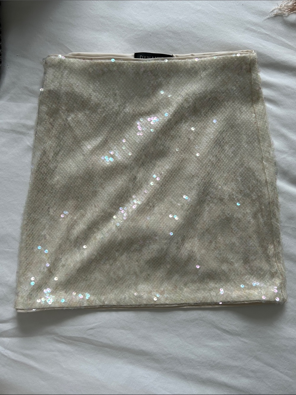 Dynamite Ivory Sequin Mini Skirt